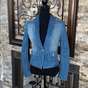 BCBG Max Azria Denim Tuxedo Jacket - Small